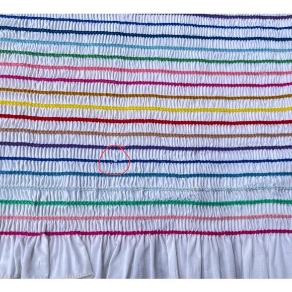 Aqua Rainbow Stripe Off Shoulder Smocked Ruffle Crop Top - Size XS - Picture 5 of 11